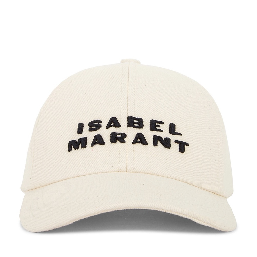 Isabel Marant Tyron Logo Hat in Ecru & Black